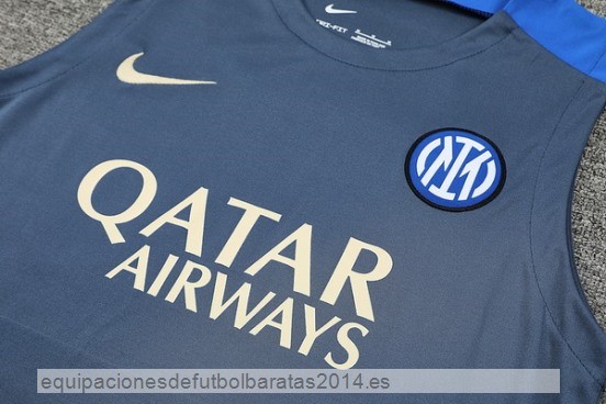 Nuevo Entrenamiento Sin Mangas Conjunto Completo Inter Milan 24/25 Gris I Azul Baratas